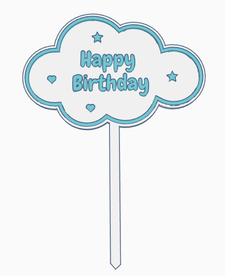 🎂 توبر عيد ميلاد سحابة للأطفال – Happy Birthday
